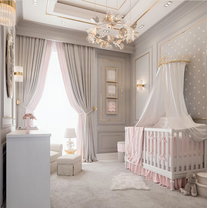 Decoración de cuartos para bebes en colores neutros es una buena idea. Un ejemplo del cuarto para niña bebe. Foto cuartos para niñas. 